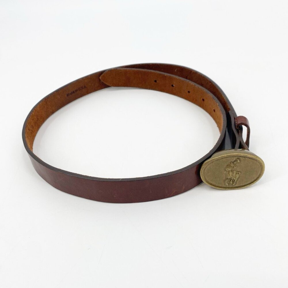 Vintage Ralph Lauren Leather Children’s Belt Brass Buckle Genuine Leather - Picture 4 of 10